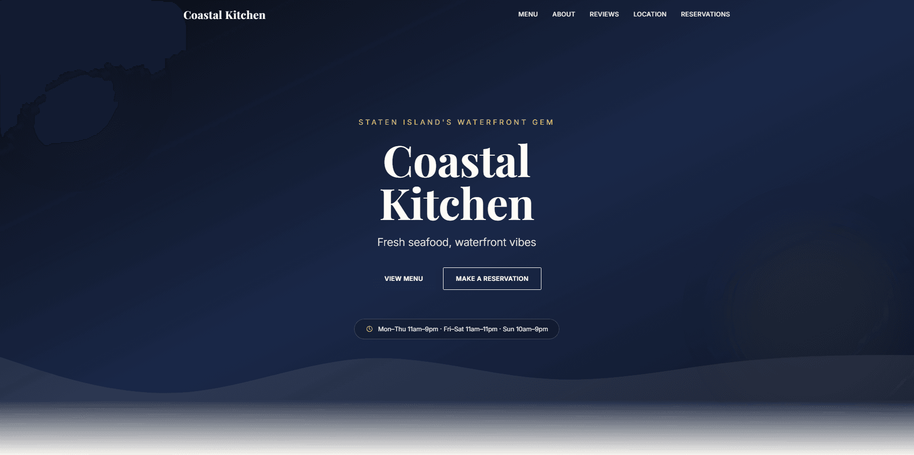 Coastal Kitchen — Restaurant Landing Page